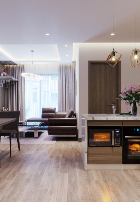 Thiết kế nội thất chung cư Green Star B7 - Anh Kiên - Chị Phương