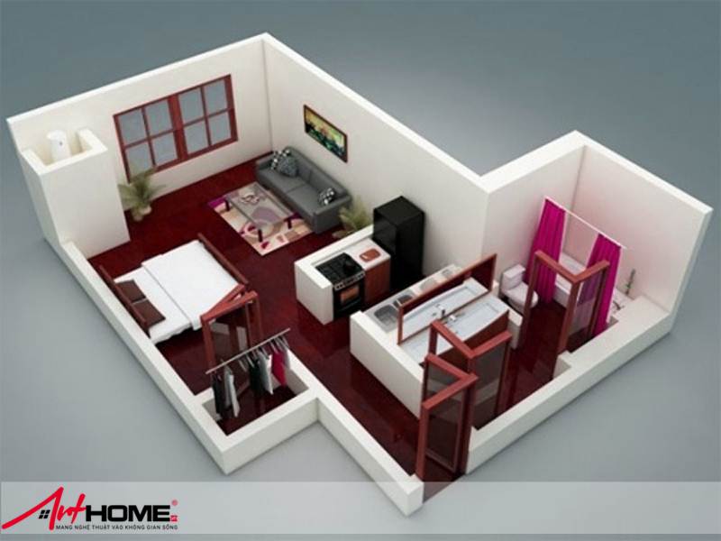 Cách thiết kế nội thất cho các căn hộ chỉ có 1 phòng ngủ