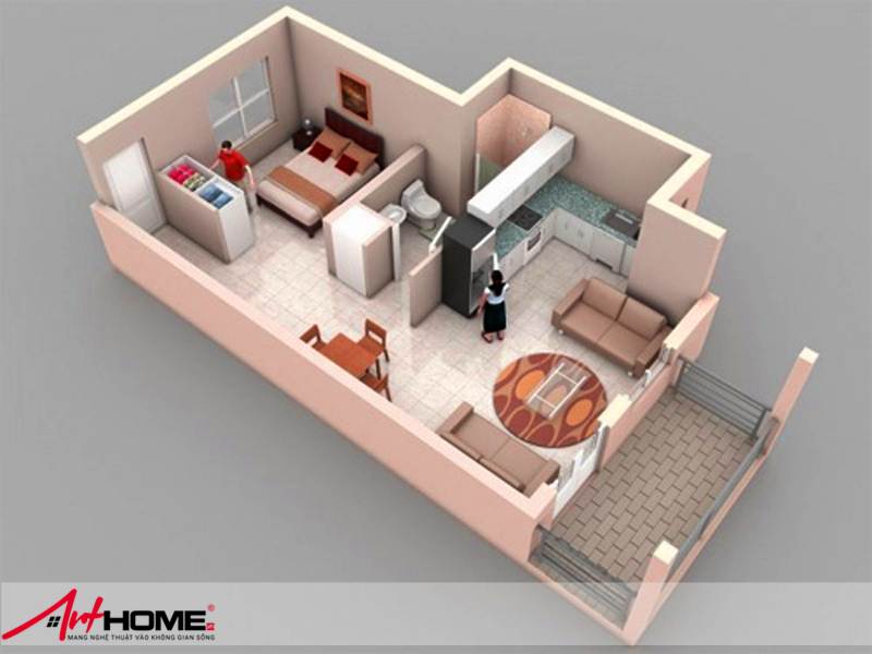 Cách thiết kế nội thất cho các căn hộ chỉ có 1 phòng ngủ