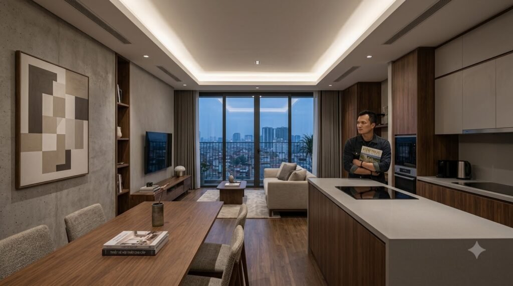 Concept nội thất căn hộ chung cư The Nelson Private Residences với bố cục gọn, ánh sáng nhiều lớp và lưu trữ có chủ đích